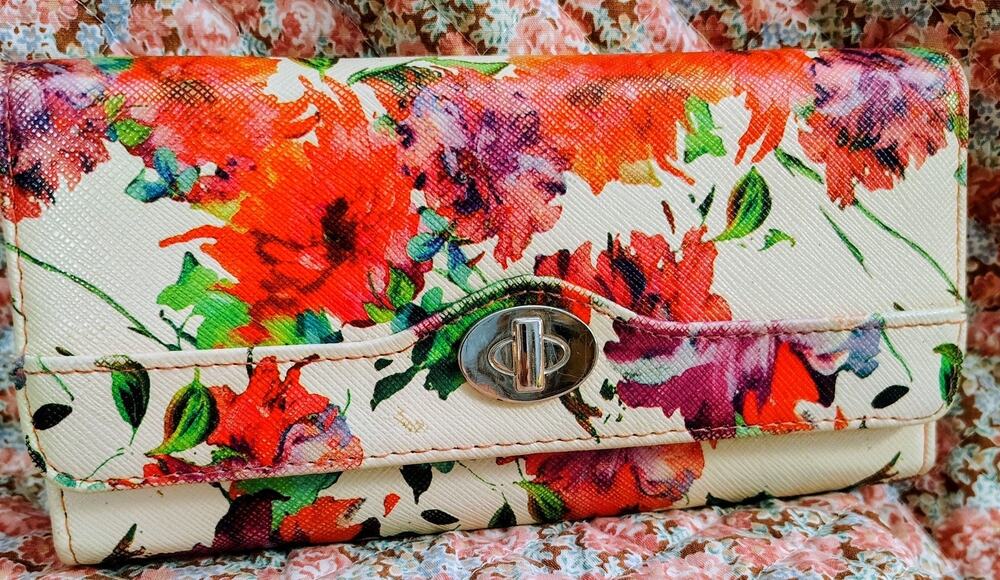Floral Red Vinyl Wallet